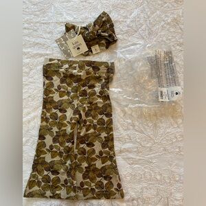 NWT Kate Quinn Matching Flare Leggings & Bow Headband Fall Leaf Pattern